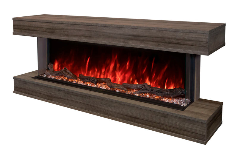 Modern Flames Landscape Pro 70'' Studio Suite Wall Mount Mantel Package | Driftwood Grey