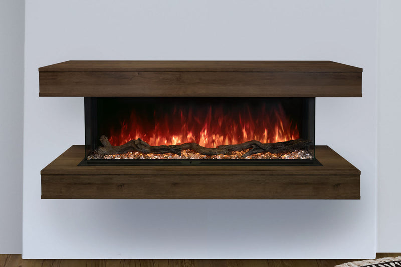 Modern Flames Landscape Pro 58'' Studio Suite Wall Mount Mantel Package | Weathered Walnut