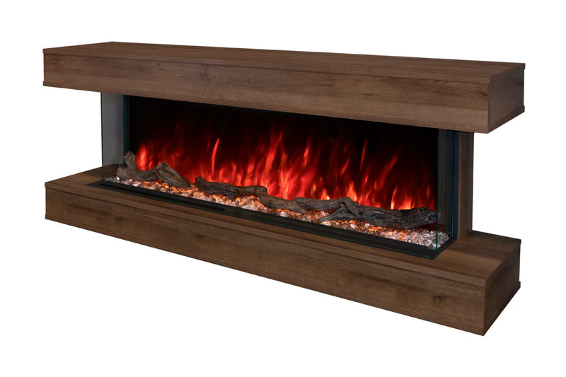 Modern Flames Landscape Pro 94'' Studio Suite Wall Mount Mantel Package | Weathered Walnut