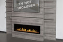 Modern Flames Allwood Fireplace Media Wall in Driftwood Gray | 60'' Orion Slim Heliovision Electric Fireplace