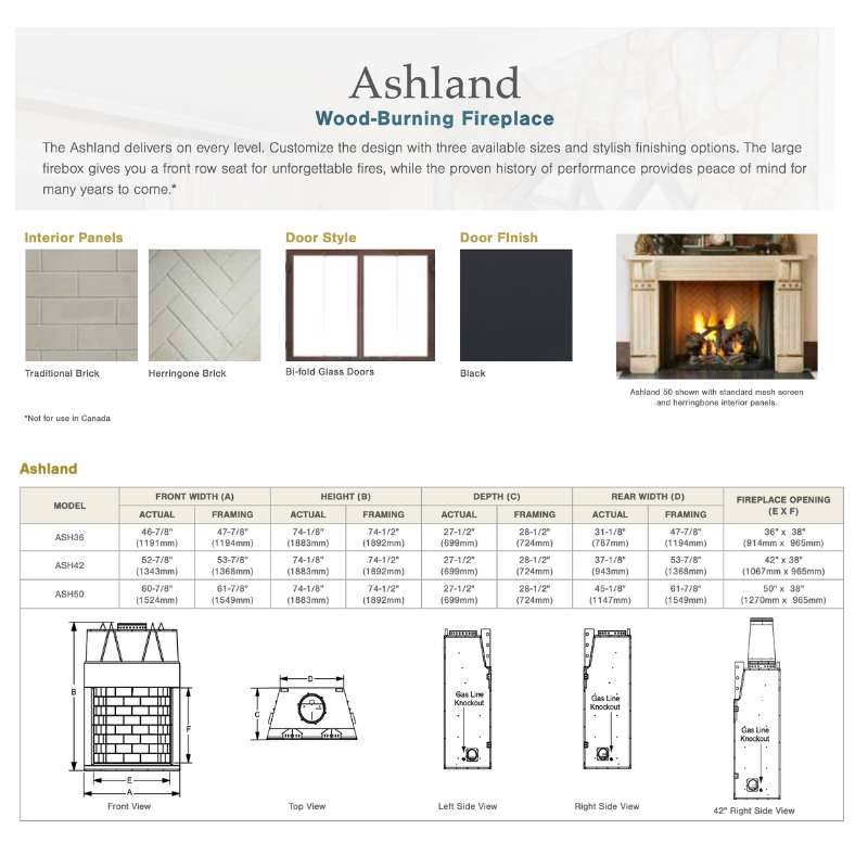 Majestic Ashland 42" Wood Burning Fireplace | ASH42