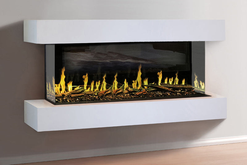 Modern Flames Orion Multi 64'' Heliovision Electric Fireplace Wall Mount Studio Suite | White Ready to Paint