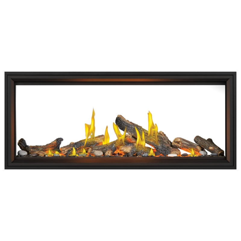 Napoleon Tall Vector with Luminous Logs 62" See Through Direct Vent Linear Gas Fireplace