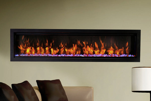 Amantii Symmetry Bespoke 74'' Wall Mount / Recessed Linear Indoor/Outdoor Electric Fireplace