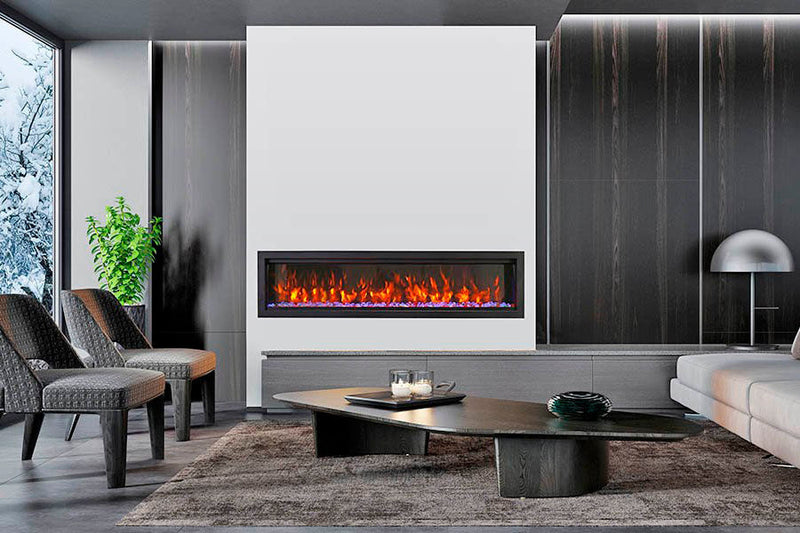 Amantii Symmetry Bespoke 50'' Wall Mount / Recessed Linear Indoor/Outdoor Electric Fireplace