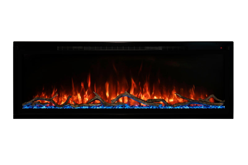 Modern Flames Allwood Fireplace Media Wall in Weathered Walnut | 60'' Spectrum Electric Fireplace