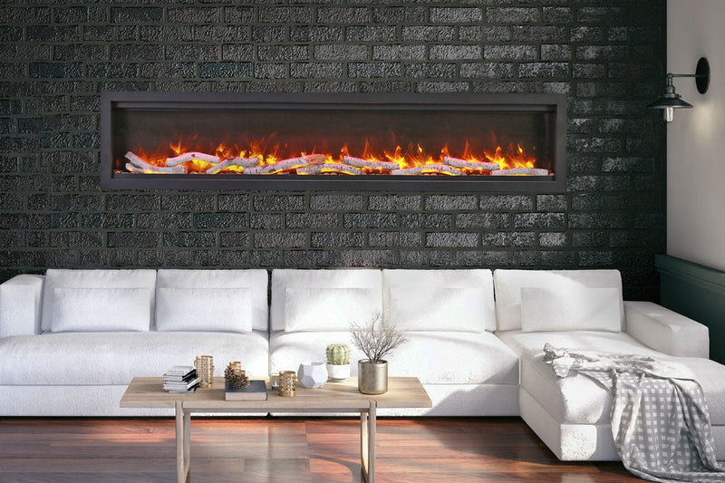 Amantii Symmetry Bespoke 100'' Wall Mount / Recessed Linear Indoor/Outdoor Electric Fireplace