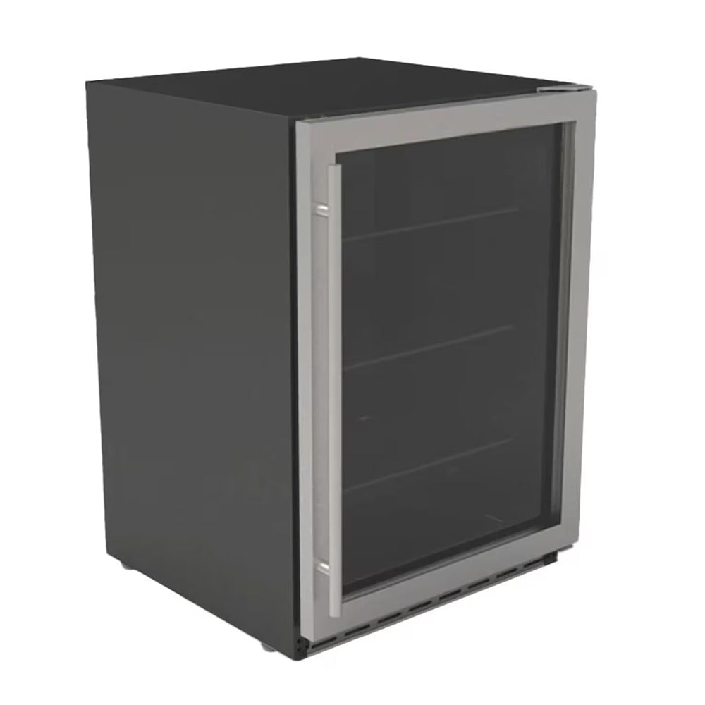 Summerset 5.1C Outdoor Rated Fridge with Glass Door and Glass Shelves, 24-Inches