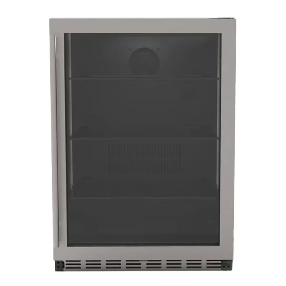 Summerset 5.1C Outdoor Rated Fridge with Glass Door and Glass Shelves, 24-Inches