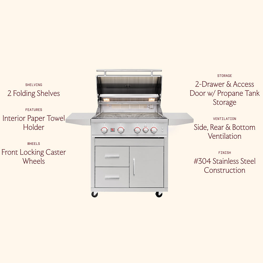 Summerset TRL Pro Series Freestanding Gas Grill on Deluxe Cart, 32-Inch