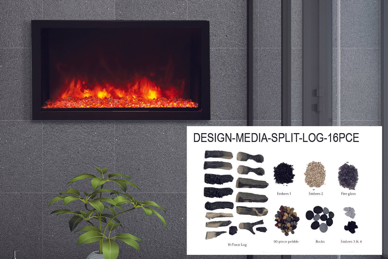 Amantii Panorama 40 - inch Built - in Tall & Deep Indoor/Outdoor Linear Electric Fireplace - by Amantii | Buy at Agent BBQ
