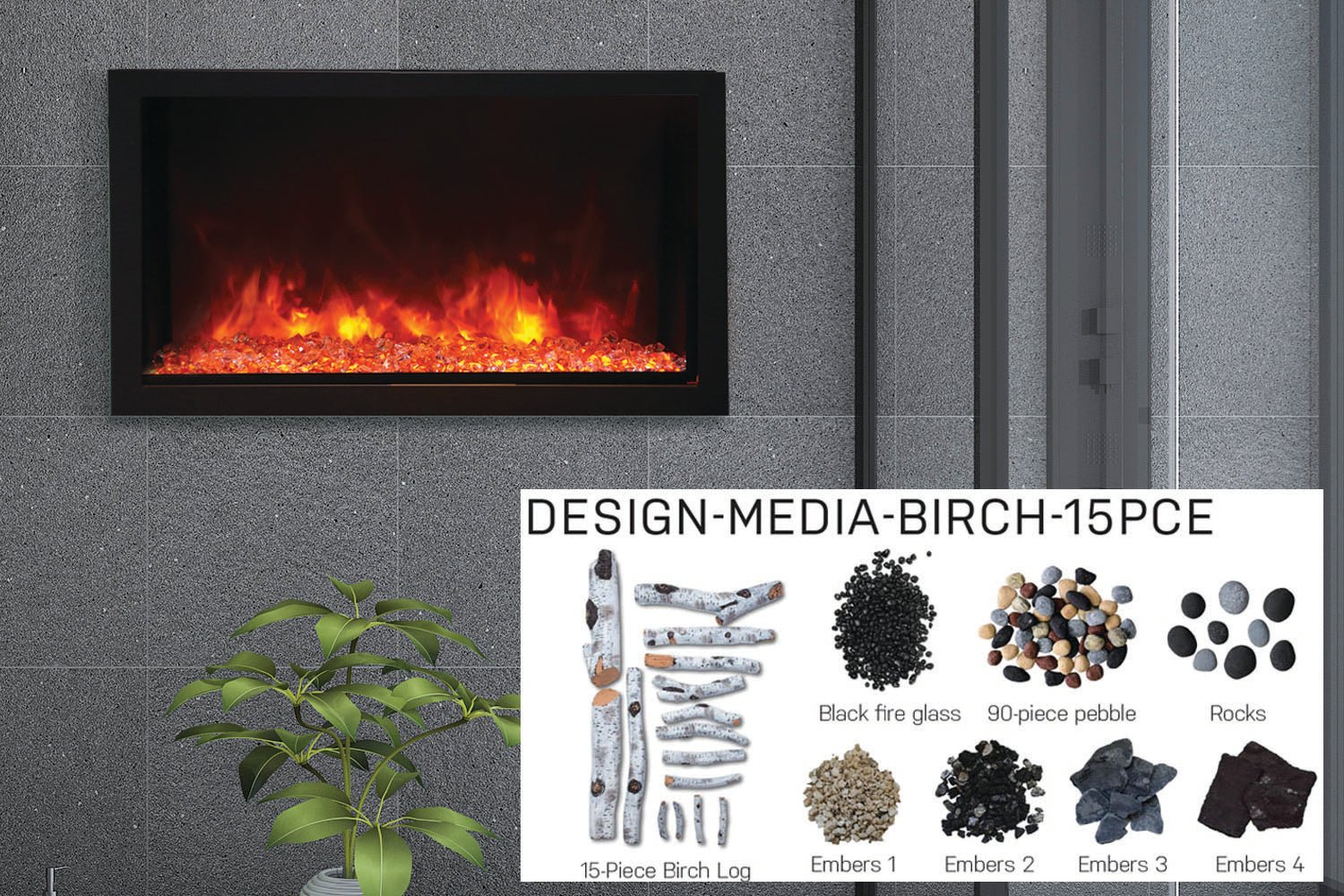 Amantii Panorama 40 - inch Built - in Tall & Deep Indoor/Outdoor Linear Electric Fireplace - by Amantii | Buy at Agent BBQ