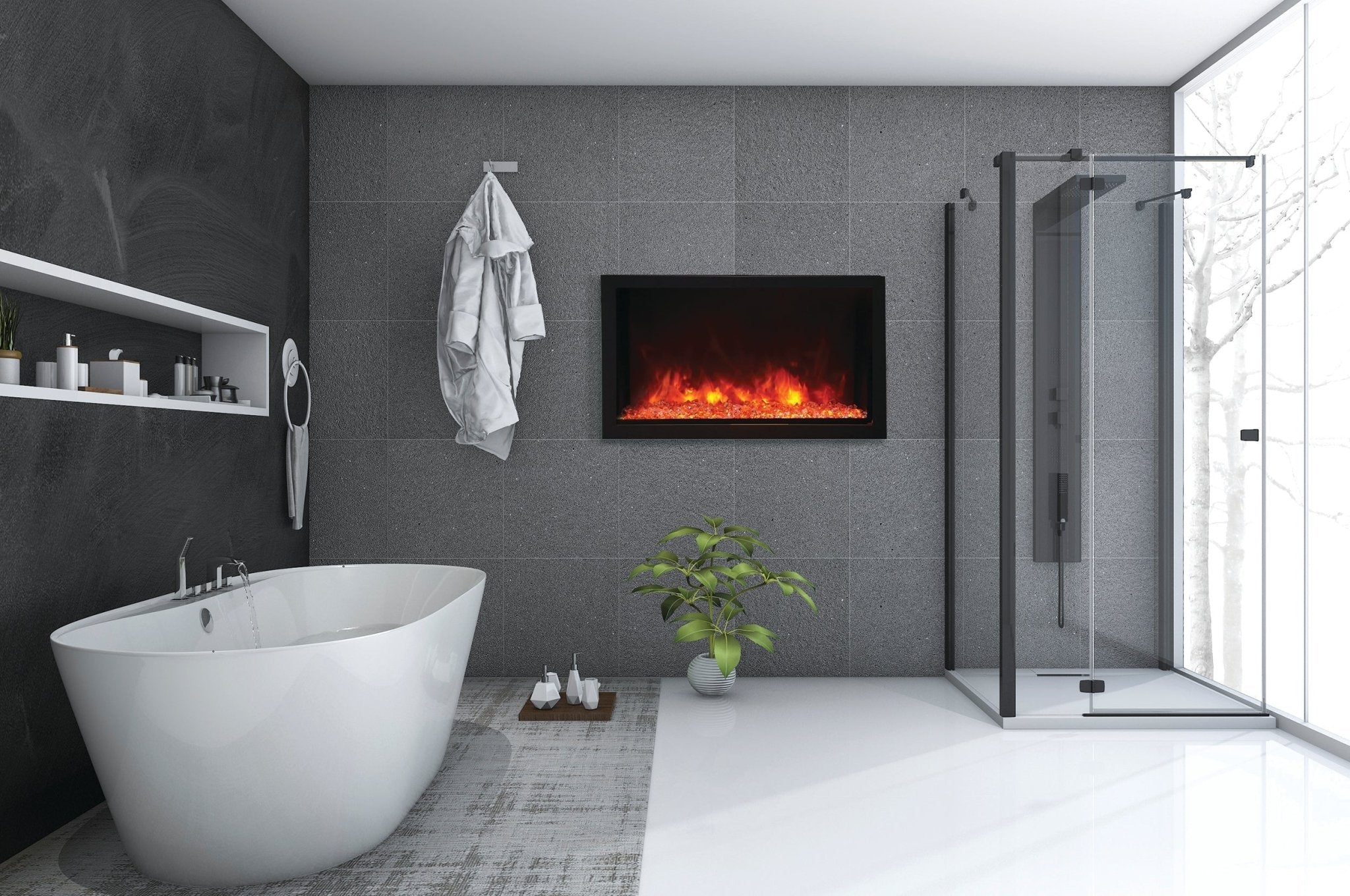 Amantii Panorama 40 - inch Built - in Tall & Deep Indoor/Outdoor Linear Electric Fireplace - by Amantii | Buy at Agent BBQ