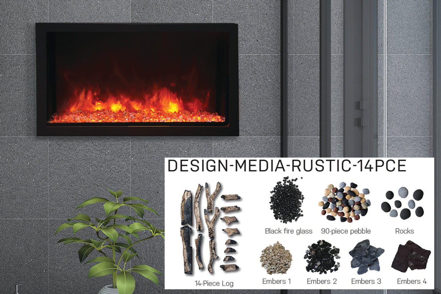 Amantii Panorama 40 - inch Built - in Tall & Deep Indoor/Outdoor Linear Electric Fireplace - by Amantii | Buy at Agent BBQ