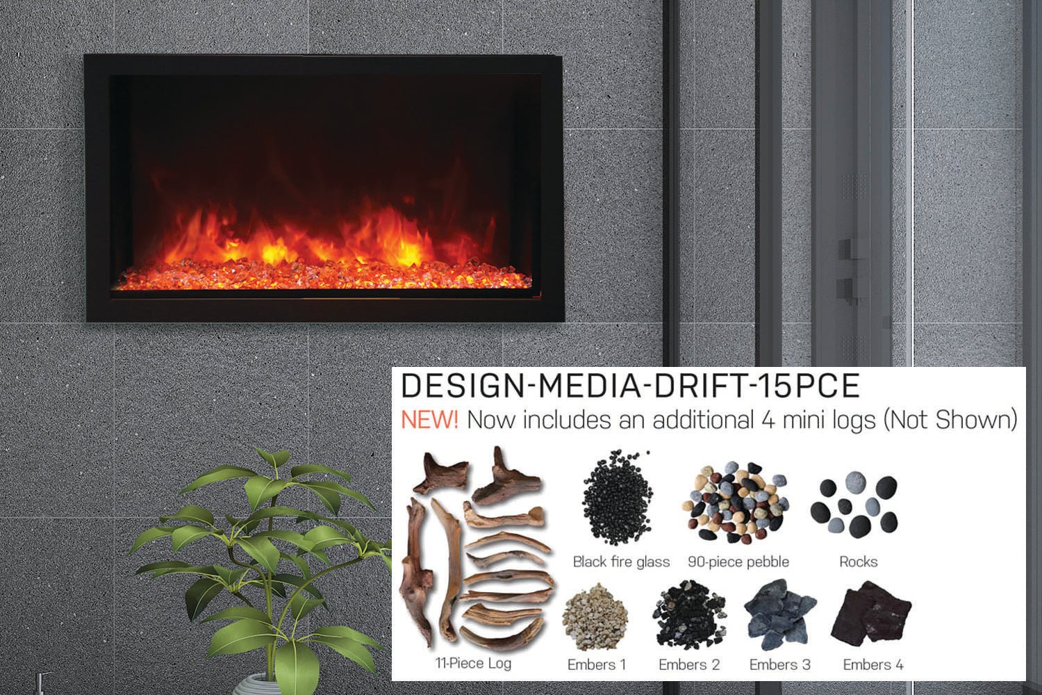 Amantii Panorama 40 - inch Built - in Tall & Deep Indoor/Outdoor Linear Electric Fireplace - by Amantii | Buy at Agent BBQ