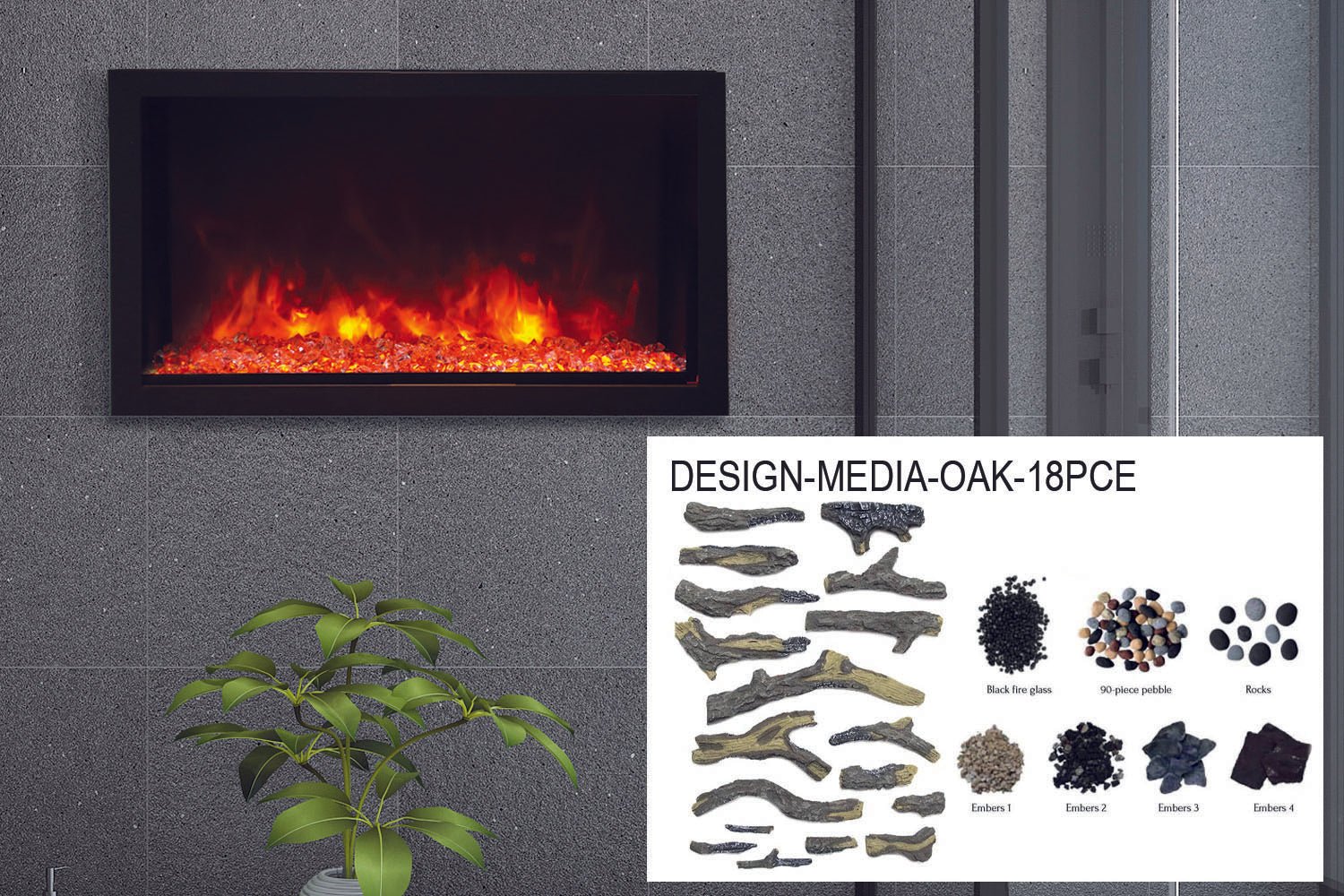 Amantii Panorama 40 - inch Built - in Tall & Deep Indoor/Outdoor Linear Electric Fireplace - by Amantii | Buy at Agent BBQ