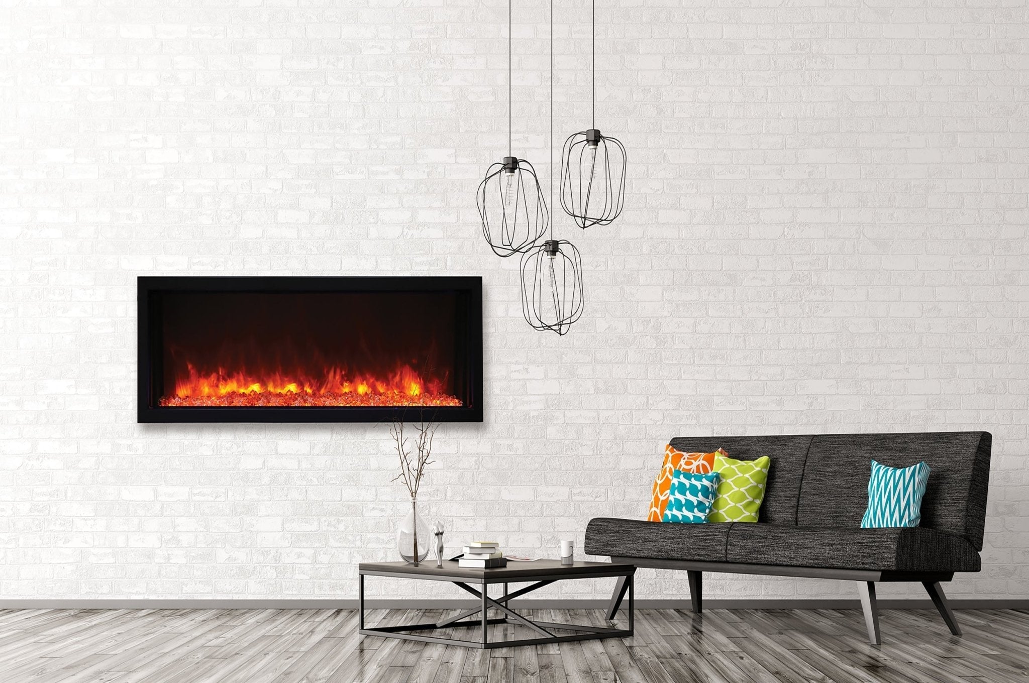 Amantii Panorama 40 inch Extra Slim Built - in Indoor/Outdoor Linear Electric Fireplace - by Amantii | Buy at Agent BBQ