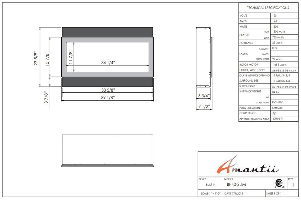 Amantii Panorama 40 - inch Slim Built - in Indoor/Outdoor Linear Electric Fireplace - by Amantii | Buy at Agent BBQ