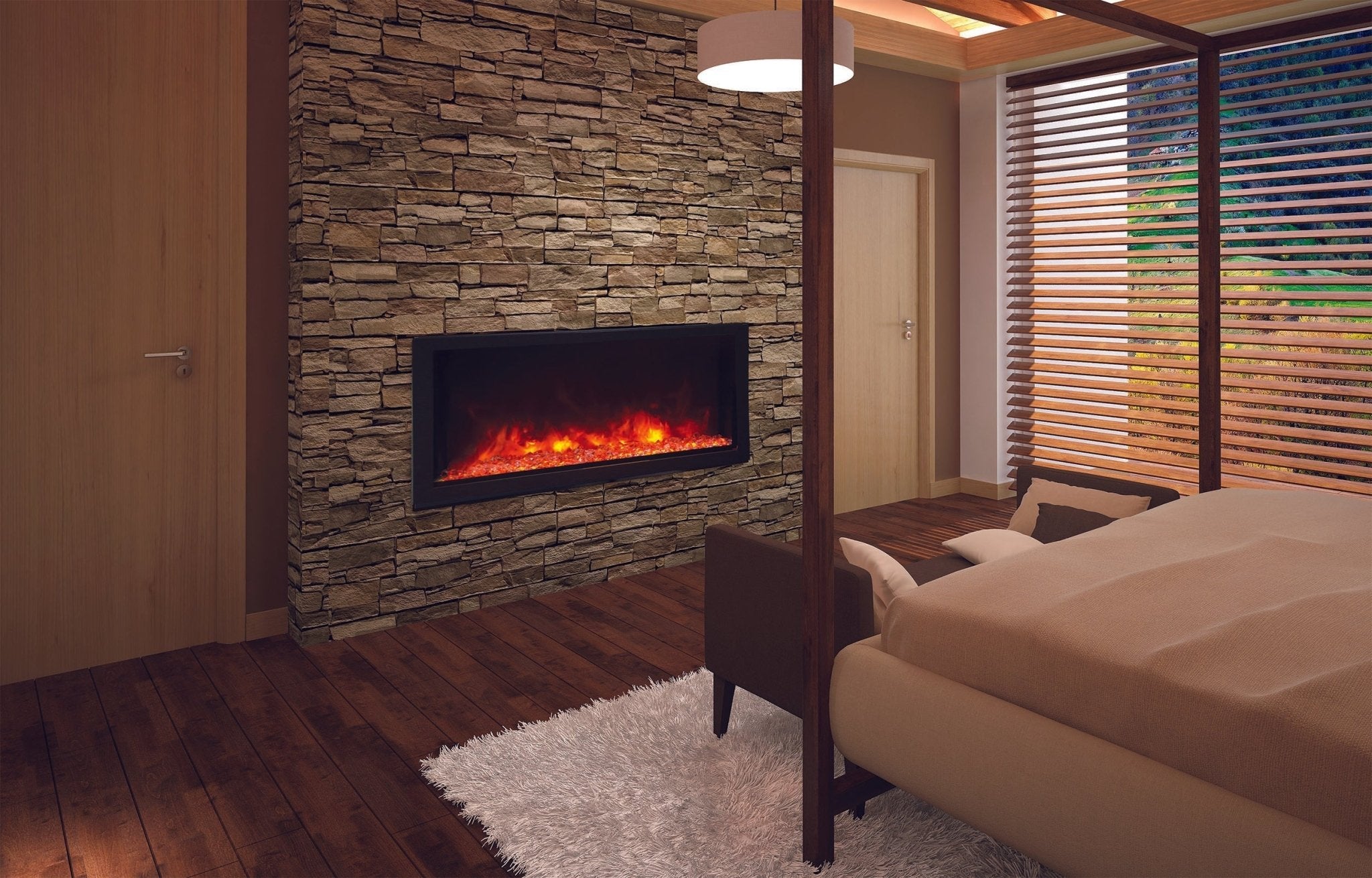 Amantii Panorama 50 - inch Built - in Tall & Deep Indoor/Outdoor Linear Electric Fireplace - by Amantii | Buy at Agent BBQ
