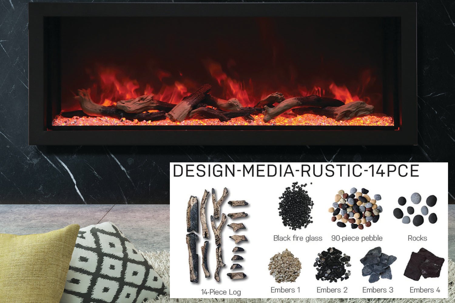 Amantii Panorama 50 - inch Built - in Tall & Deep Indoor/Outdoor Linear Electric Fireplace - by Amantii | Buy at Agent BBQ
