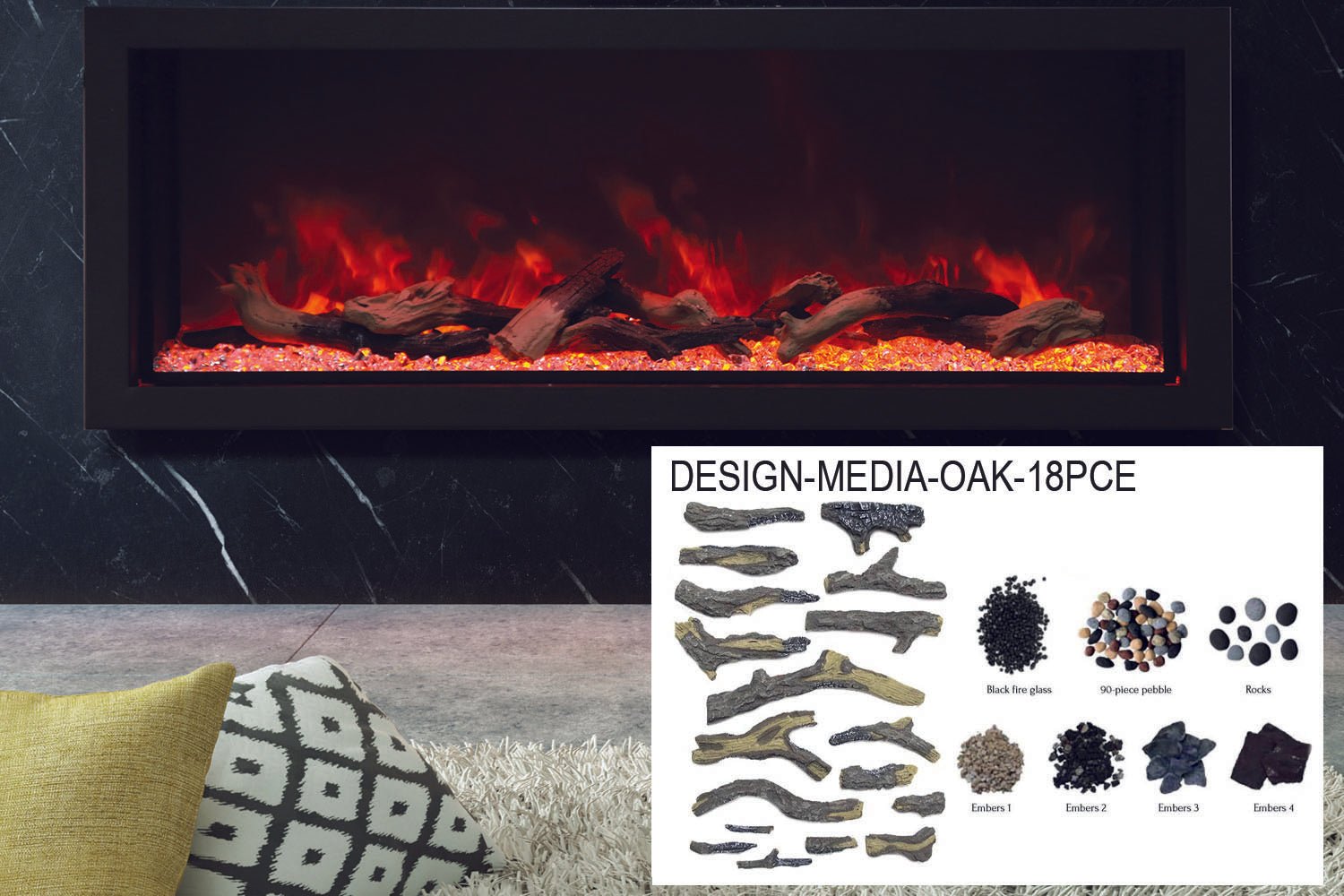 Amantii Panorama 60 - inch Built - in Tall & Deep Indoor/Outdoor Linear Electric Fireplace - by Amantii | Buy at Agent BBQ