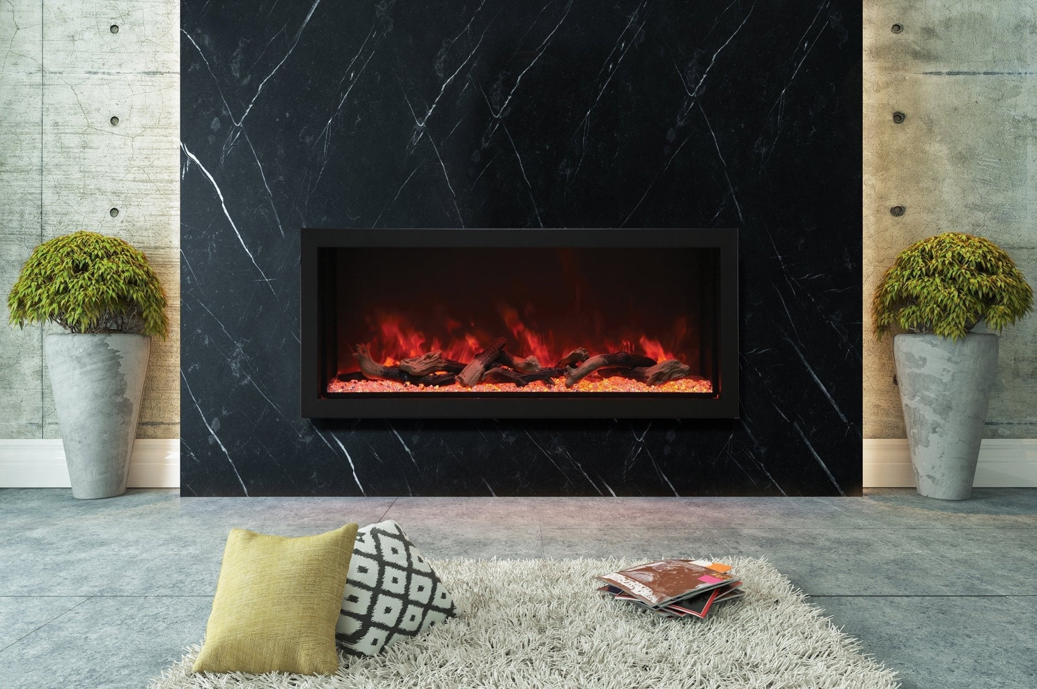 Amantii Panorama 60 - inch Built - in Tall & Deep Indoor/Outdoor Linear Electric Fireplace - by Amantii | Buy at Agent BBQ