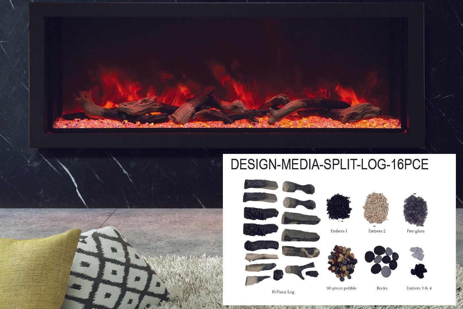 Amantii Panorama 60 - inch Built - in Tall & Deep Indoor/Outdoor Linear Electric Fireplace - by Amantii | Buy at Agent BBQ