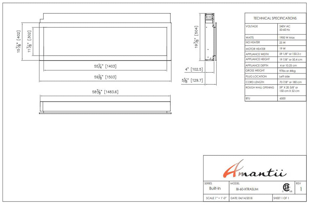 Amantii Panorama 60 inch Extra Slim Built - in Indoor/Outdoor Linear Electric Fireplace - by Amantii | Buy at Agent BBQ