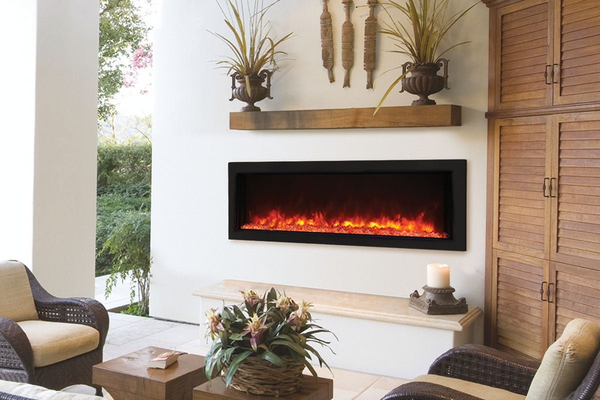 Amantii Panorama 60 inch Extra Slim Built - in Indoor/Outdoor Linear Electric Fireplace - by Amantii | Buy at Agent BBQ