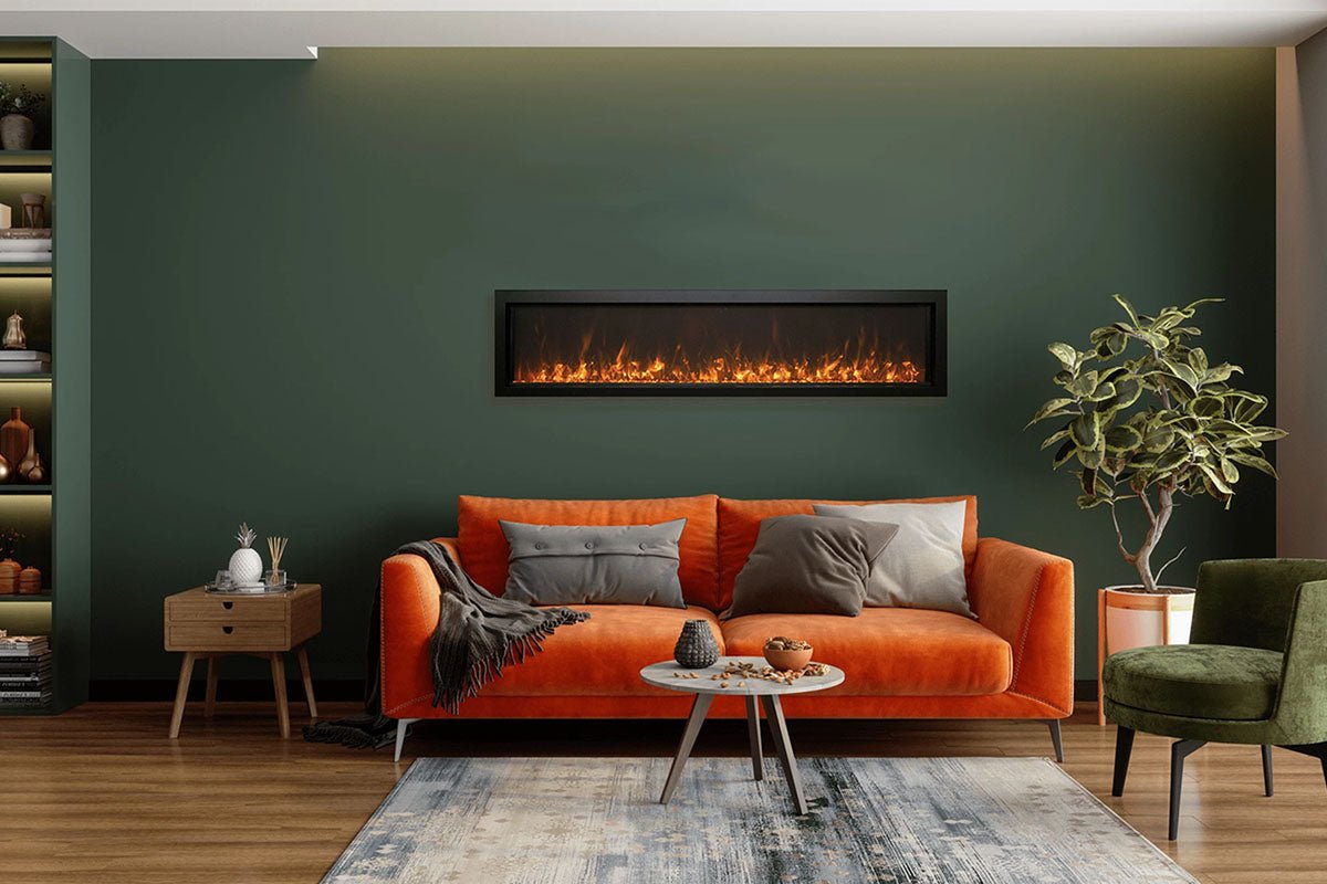 Amantii Panorama 60 inch Extra Slim Built - in Indoor/Outdoor Linear Electric Fireplace - by Amantii | Buy at Agent BBQ