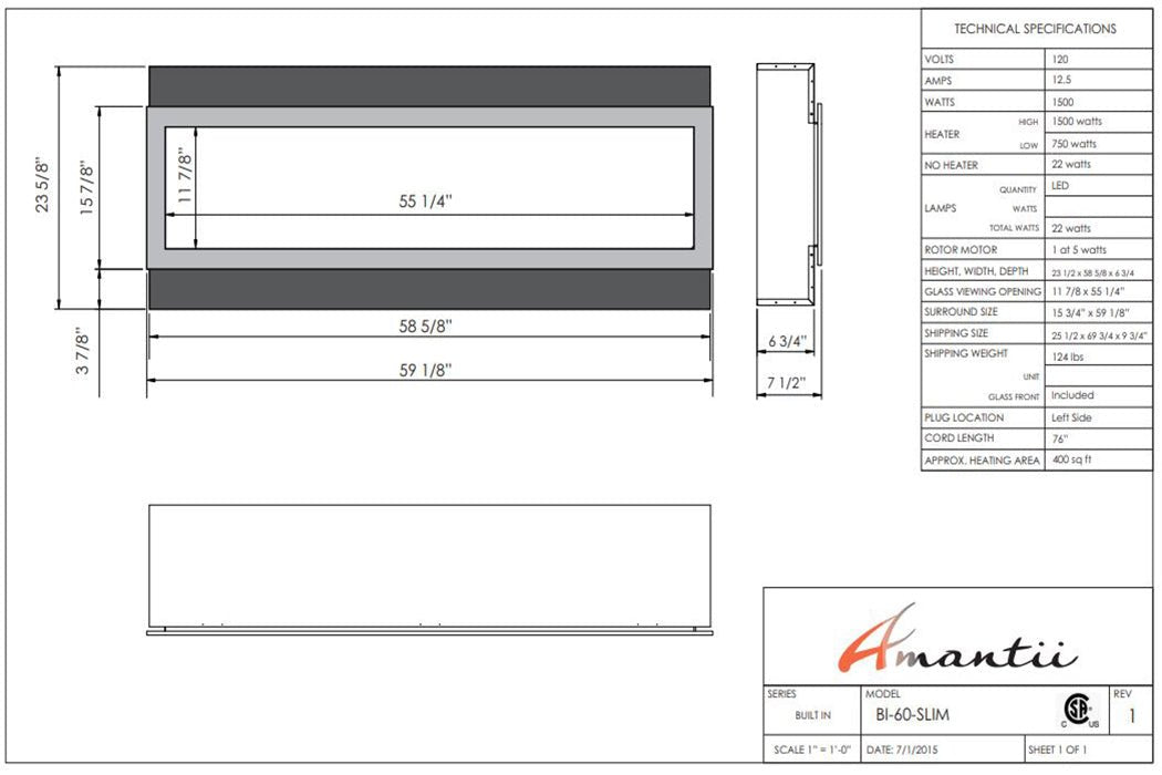 Amantii Panorama 60 - inch Slim Built - in Indoor/Outdoor Linear Electric Fireplace - by Amantii | Buy at Agent BBQ