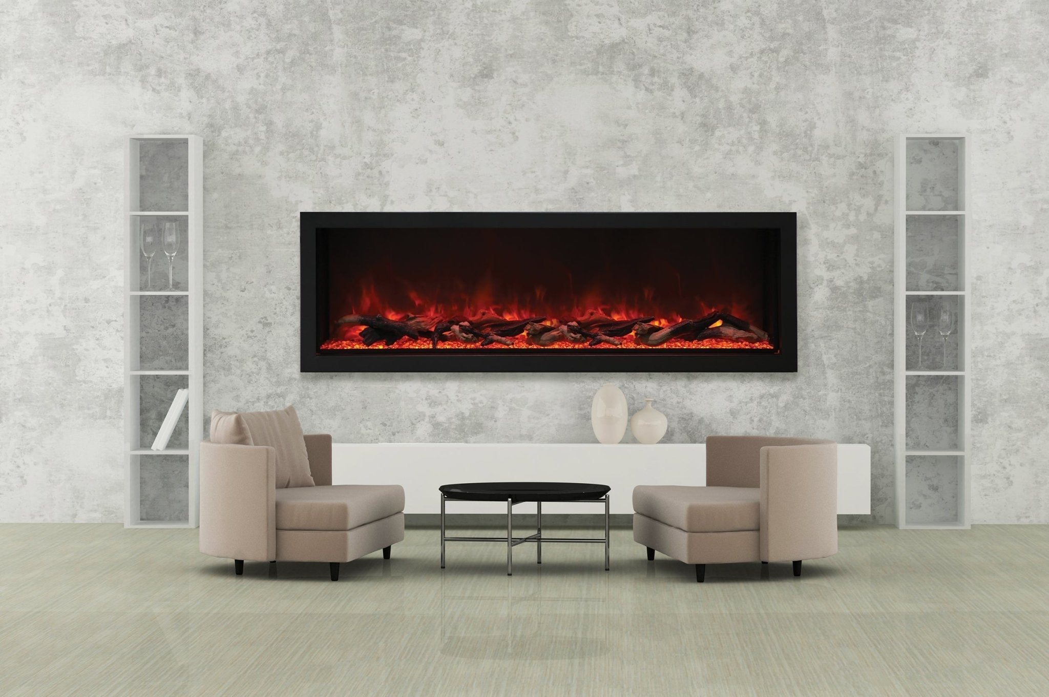 Amantii Panorama 72 - inch Built - in Tall & Deep Indoor/Outdoor Linear Electric Fireplace - by Amantii | Buy at Agent BBQ