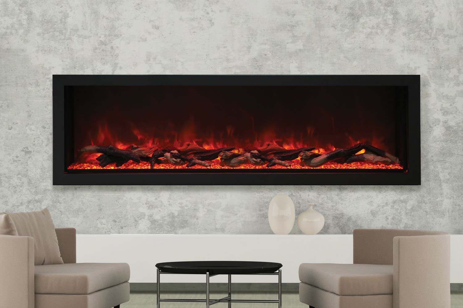 Amantii Panorama 72 - inch Built - in Tall & Deep Indoor/Outdoor Linear Electric Fireplace - by Amantii | Buy at Agent BBQ
