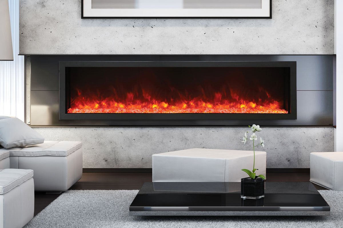 Amantii Panorama 88 - inch Built - in Tall & Deep Indoor/Outdoor Linear Electric Fireplace - by Amantii | Buy at Agent BBQ