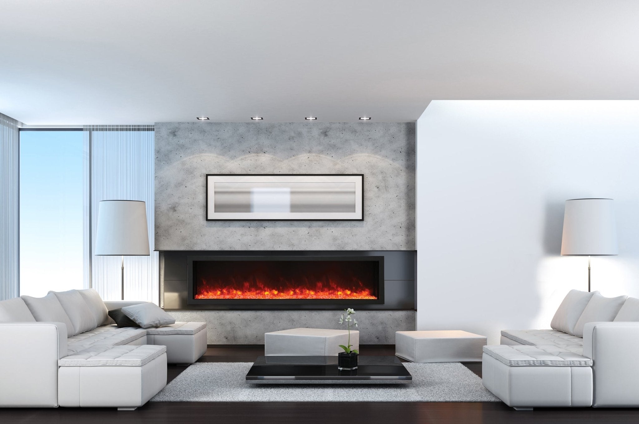 Amantii Panorama 88 - inch Built - in Tall & Deep Indoor/Outdoor Linear Electric Fireplace - by Amantii | Buy at Agent BBQ