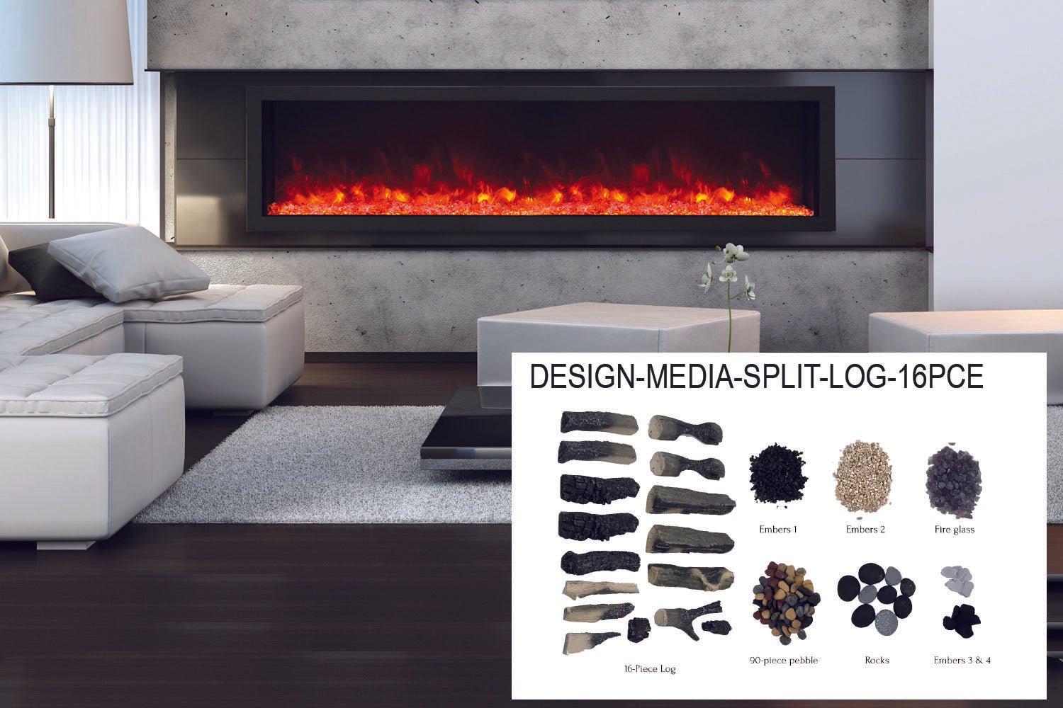 Amantii Panorama 88 - inch Built - in Tall & Deep Indoor/Outdoor Linear Electric Fireplace - by Amantii | Buy at Agent BBQ