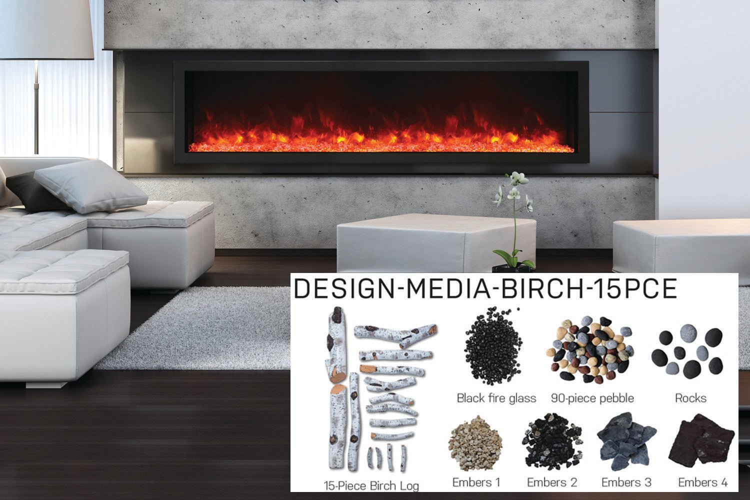Amantii Panorama 88 - inch Built - in Tall & Deep Indoor/Outdoor Linear Electric Fireplace - by Amantii | Buy at Agent BBQ