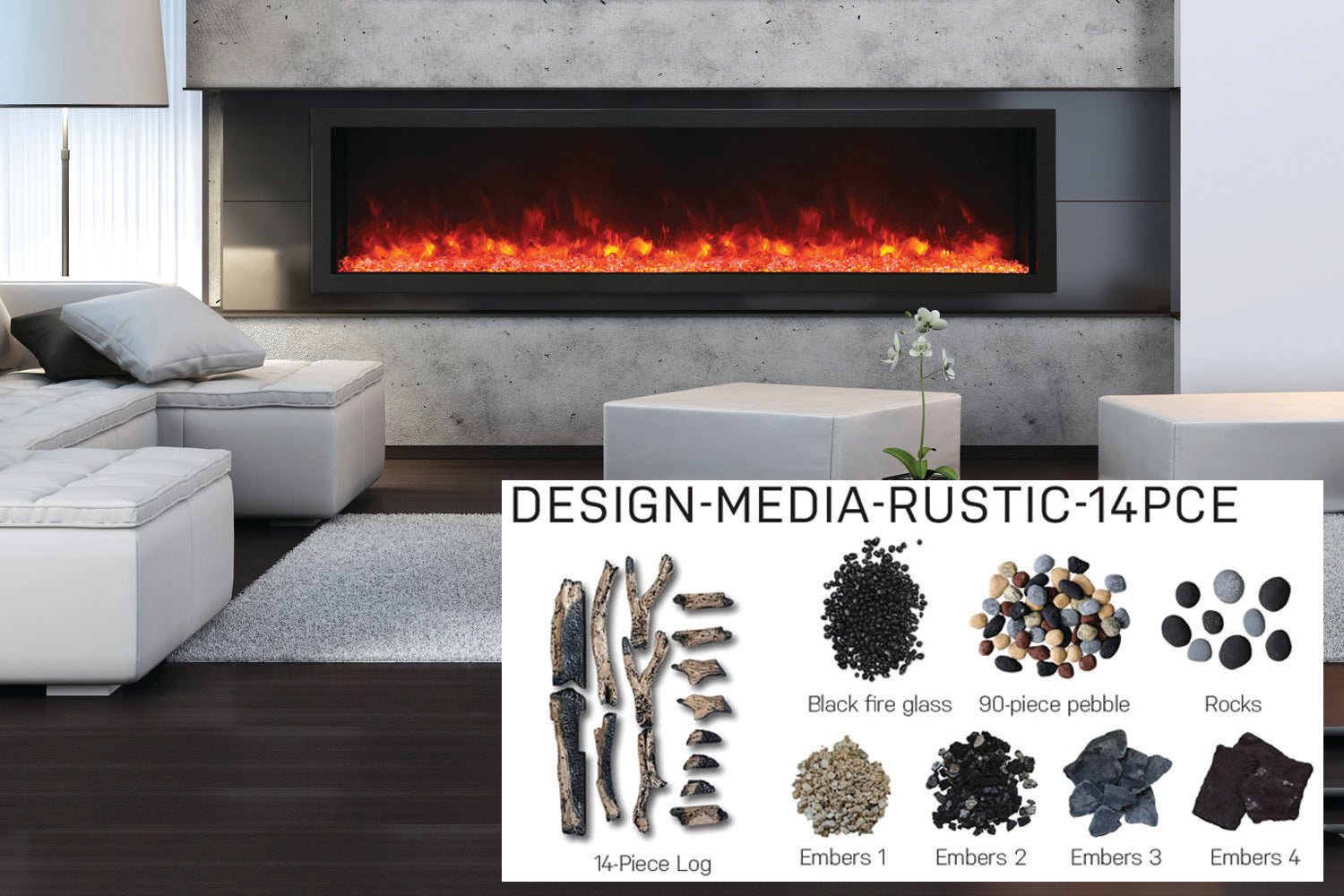 Amantii Panorama 88 - inch Built - in Tall & Deep Indoor/Outdoor Linear Electric Fireplace - by Amantii | Buy at Agent BBQ