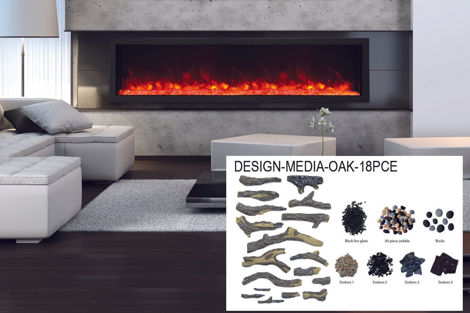 Amantii Panorama 88 - inch Built - in Tall & Deep Indoor/Outdoor Linear Electric Fireplace - by Amantii | Buy at Agent BBQ