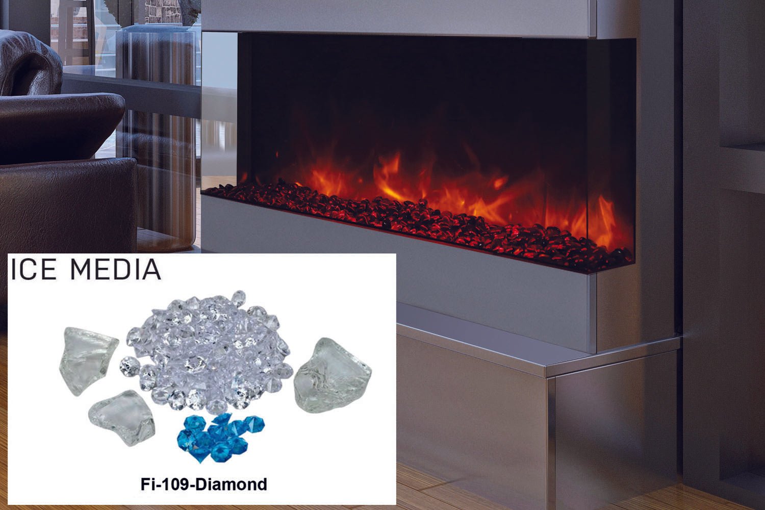 Amantii Panorama Tru View 50 - inch 3 - Sided View Built In Indoor/Outdoor Electric Fireplace - by Amantii | Buy at Agent BBQ