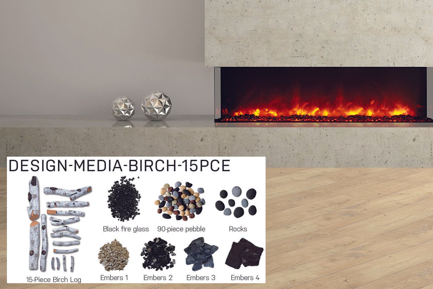 Amantii Panorama Tru View 50 - inch 3 - Sided View Built In Indoor/Outdoor Electric Fireplace - by Amantii | Buy at Agent BBQ