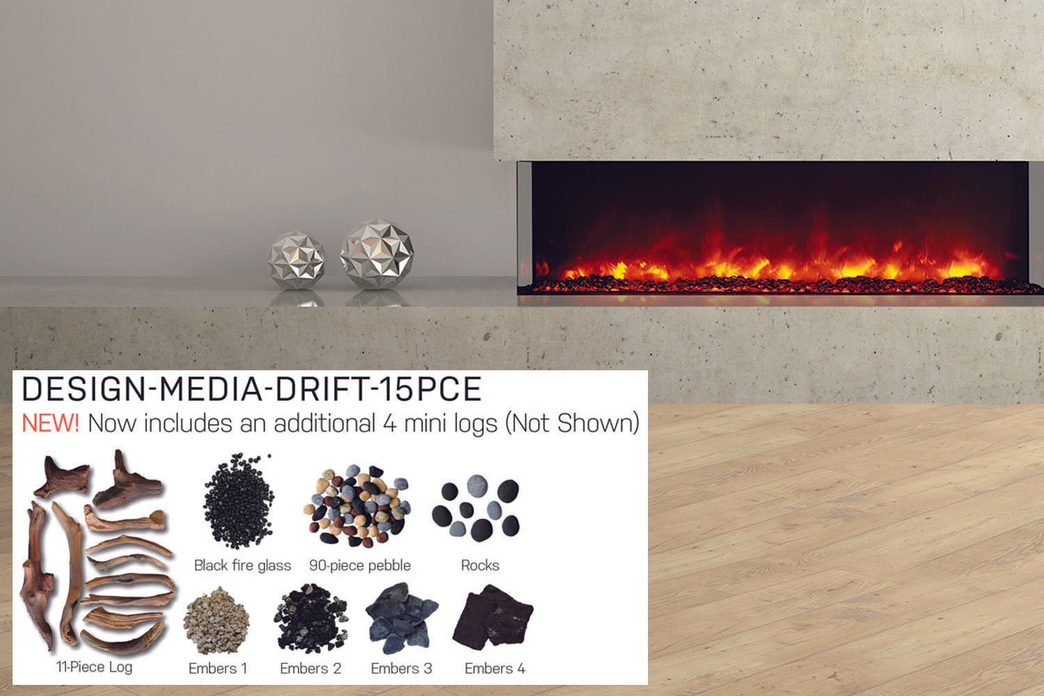 Amantii Panorama Tru View 50 - inch 3 - Sided View Built In Indoor/Outdoor Electric Fireplace - by Amantii | Buy at Agent BBQ