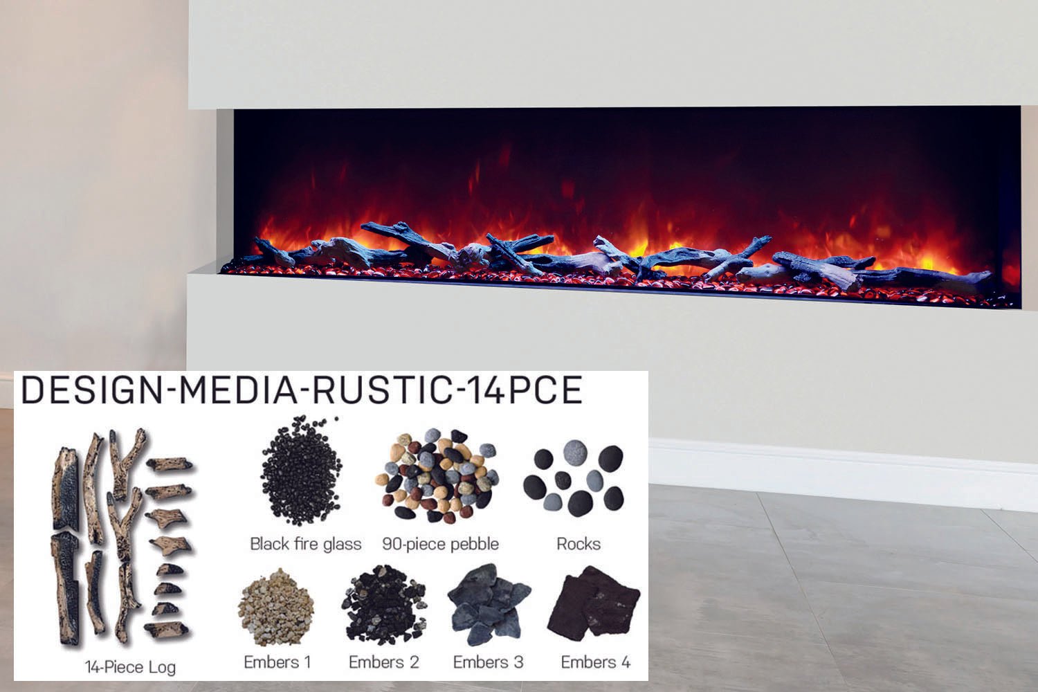 Amantii Panorama Tru View 72 - inch 3 - Sided View Built In Indoor/Outdoor Electric Fireplace - by Amantii | Buy at Agent BBQ