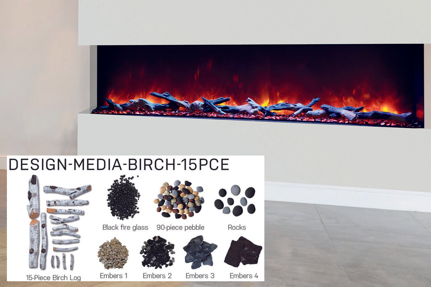 Amantii Panorama Tru View 72 - inch 3 - Sided View Built In Indoor/Outdoor Electric Fireplace - by Amantii | Buy at Agent BBQ