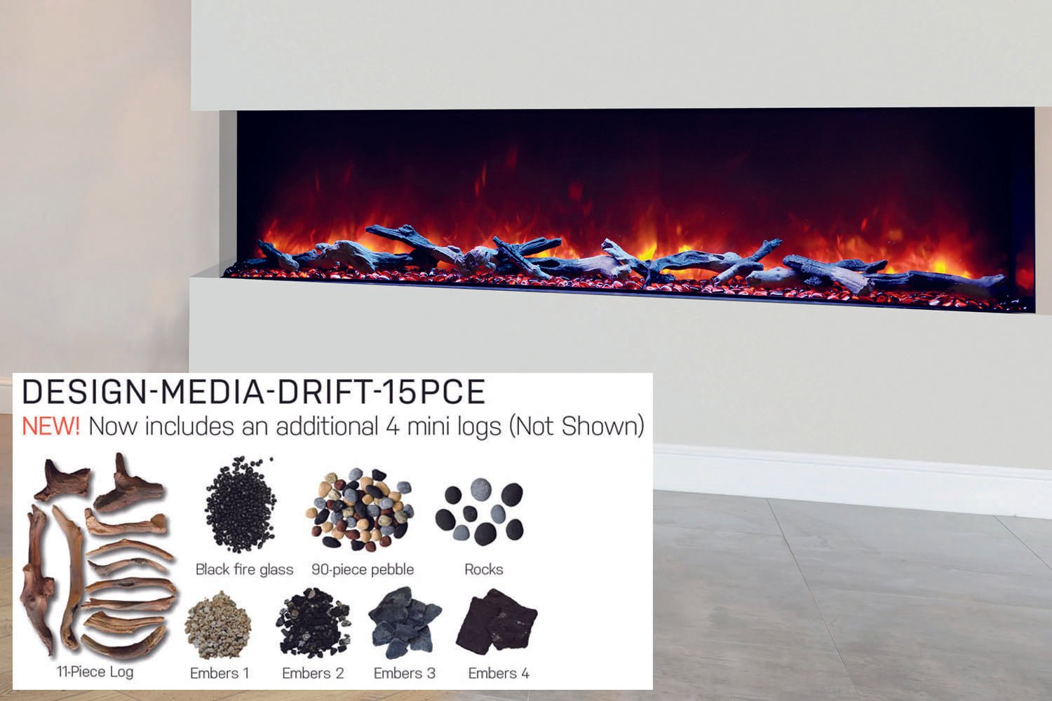 Amantii Panorama Tru View 72 - inch 3 - Sided View Built In Indoor/Outdoor Electric Fireplace - by Amantii | Buy at Agent BBQ