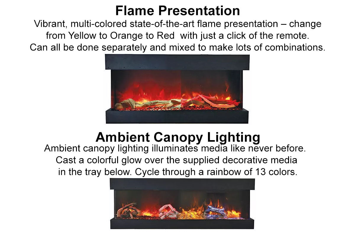Amantii Panorama Tru View Slim 72 - inch 3 - Sided Built In Indoor/Outdoor Electric Fireplace - by Amantii | Buy at Agent BBQ