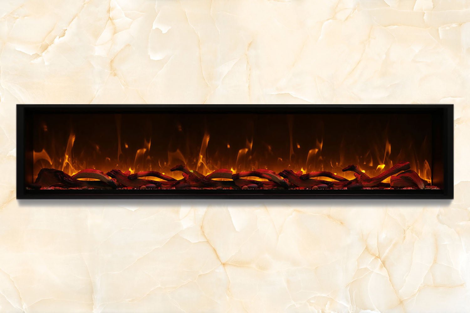 Amantii Symmetry 100'' Extra Tall & Deep Recessed Linear Indoor/Outdoor Electric Fireplace - by Amantii | Buy at Agent BBQ