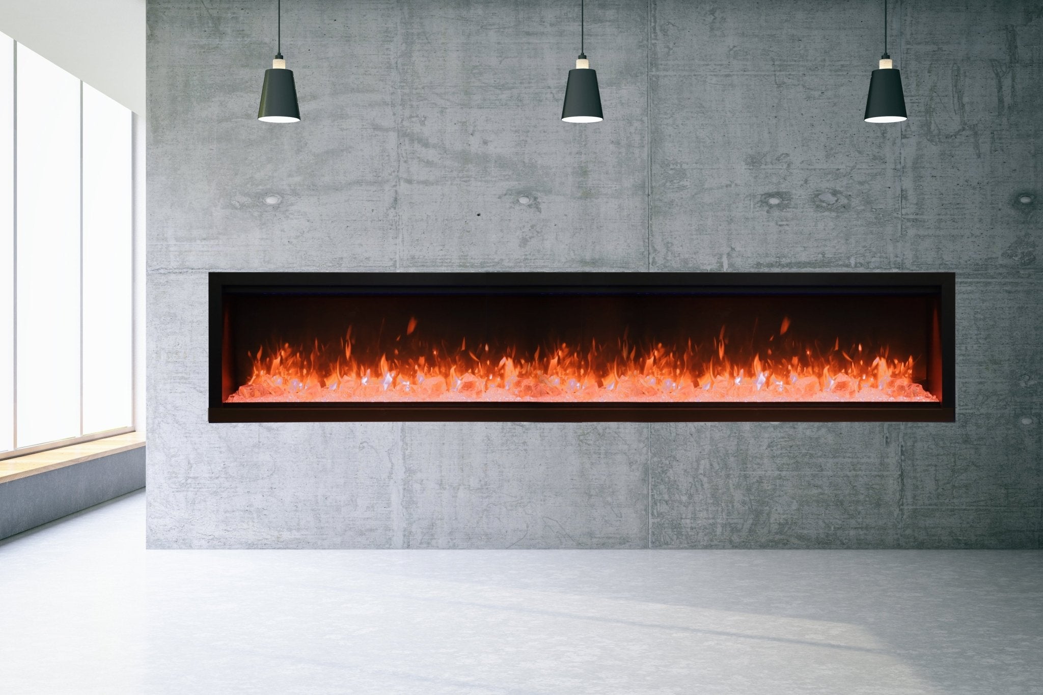Amantii Symmetry 100'' Extra Tall & Deep Recessed Linear Indoor/Outdoor Electric Fireplace - by Amantii | Buy at Agent BBQ