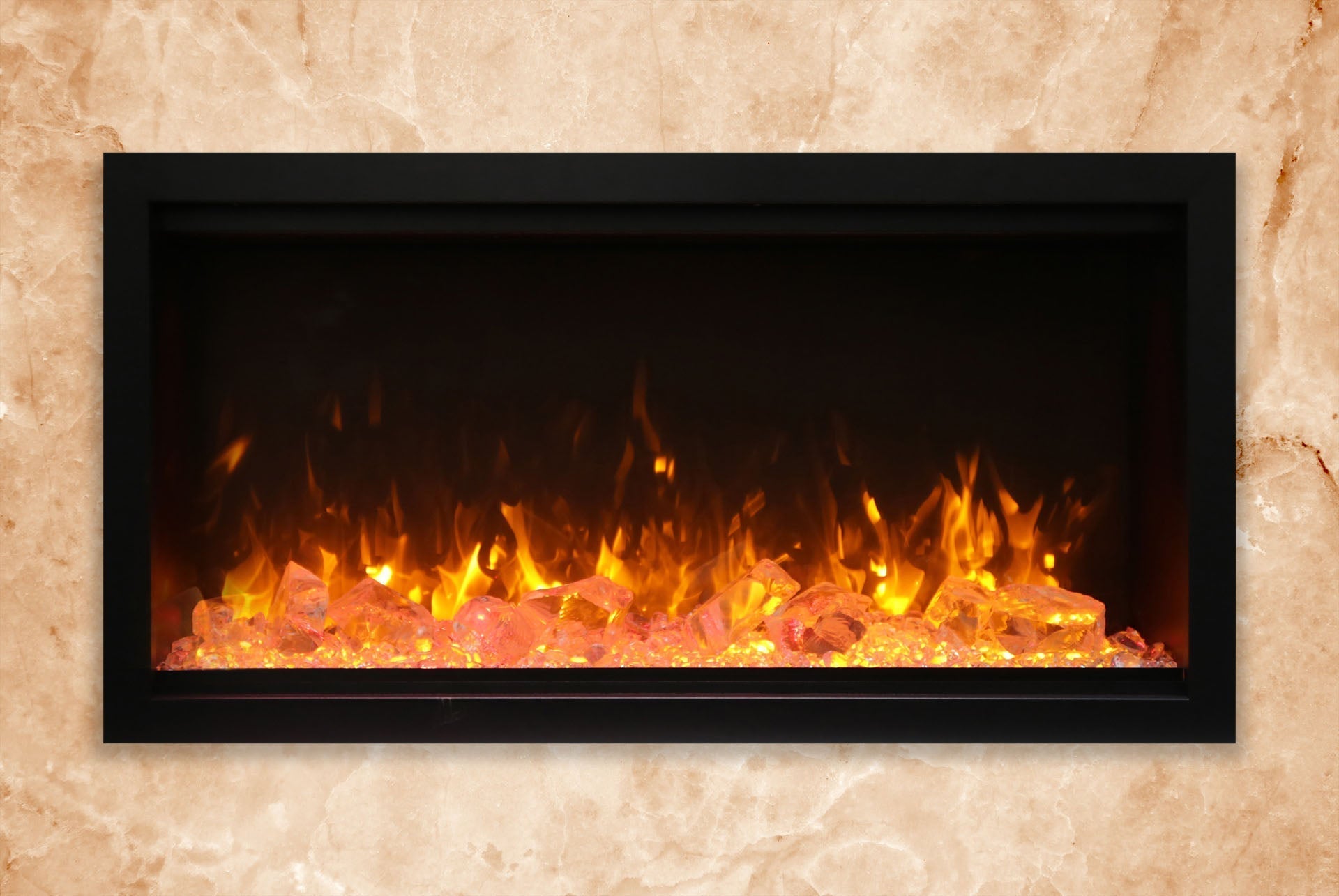 Amantii Symmetry 34'' Extra Tall & Deep Recessed Linear Indoor/Outdoor Electric Fireplace - by Amantii | Buy at Agent BBQ