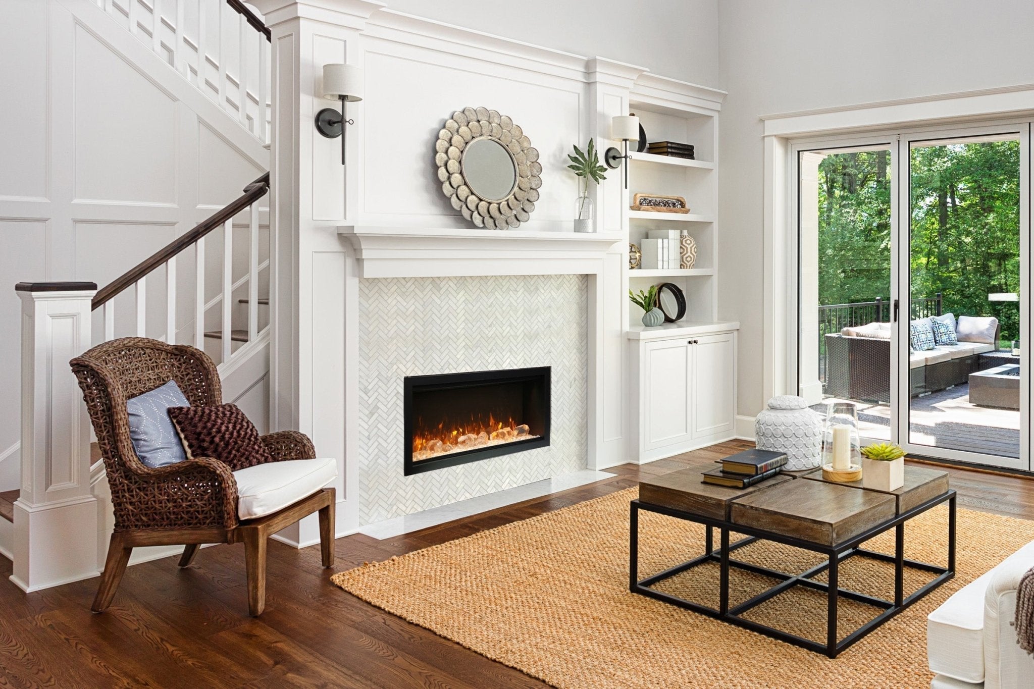 Amantii Symmetry 34'' Extra Tall & Deep Recessed Linear Indoor/Outdoor Electric Fireplace - by Amantii | Buy at Agent BBQ